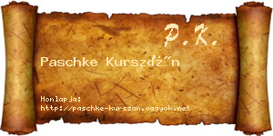Paschke Kurszán névjegykártya